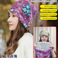 Versatile knitted pile hat with small embroidered flowers that show your face